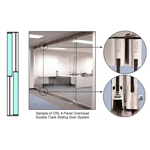 Brushed Stainless 2-Panel Overhead Double Track Sliding Door System Brushed Stainless 2-Panel Overhead Double Track Sliding Door System