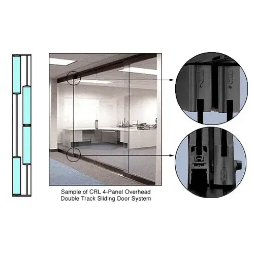 Black Powder Coated 4-Panel Overhead Double Track Sliding Door System Black Powder Coated 4-Panel Overhead Double Track Sliding Door System
