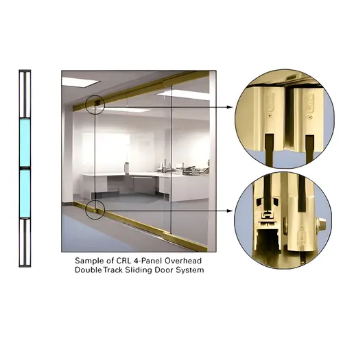 Polished Brass 2-Panel Overhead Single Track Sliding Door System Polished Brass 2-Panel Overhead Single Track Sliding Door System