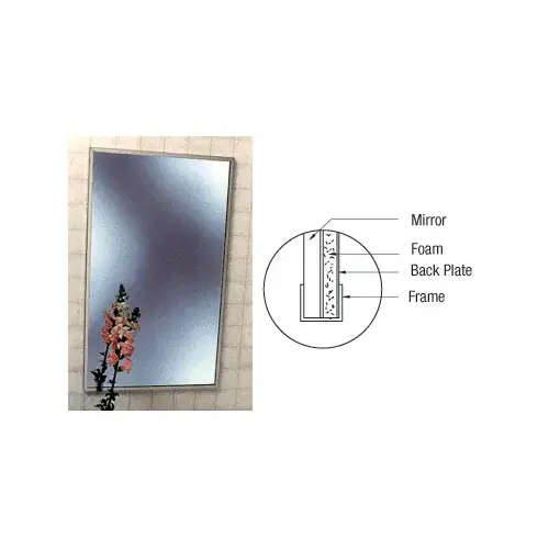 Stainless Steel 24-3/4" x 36-3/4" Standard Channel Theft-Proof Framed Mirror Stainless Steel 24-3/4" x 36-3/4" Standard Channel Theft-Proof Framed Mirror