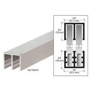 CRL 16790 Polished Aluminum Finish Rollertrack Top Track 79" Long, 2 m Length, 21 mm Wide, 18 mm High