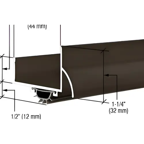 48" Dark Bronze Anodized U-Shape Door Bottom, Aluminum Material, 1-3/4" Width, 1-1/4" Height, Dark Bronze Finish