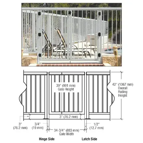 Silver Metallic 36" 200 Series Aluminum Railing System Gate With Picket for 1/4" to 3/8" Glass Silver Metallic 36" 200 Series Aluminum Railing System Gate With Picket for 1/4" to 3/8" Glass