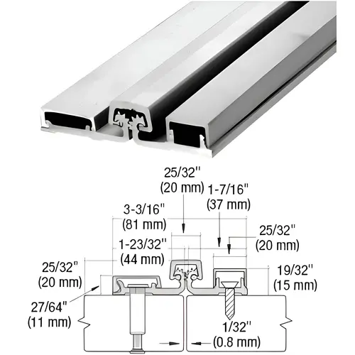 Satin Anodized 250 Series Heavy-Duty Full Surface Continuous Hinge - 83" Satin Anodized 250 Series Heavy-Duty Full Surface Continuous Hinge - 83"