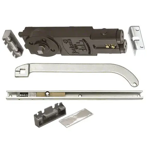Regular Duty Spring Overhead Concealed Closer With S Type Offset Slide Arm Hardware Package Satin Aluminum Regular Duty Spring Overhead Concealed Closer With S Type Offset Slide Arm Hardware Package Satin Aluminum