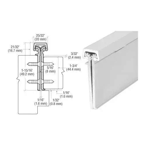 Satin Anodized 83" Roton 224 Series Concealed Leaf Hinge with Lip for 1-3/4" Entry Door Satin Anodized 83" Roton 224 Series Concealed Leaf Hinge with Lip for 1-3/4" Entry Door