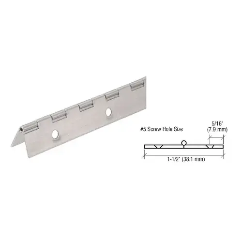Nickel on Steel Piano Hinge with 1-1/2" Open Width Nickel on Steel Piano Hinge with 1-1/2" Open Width