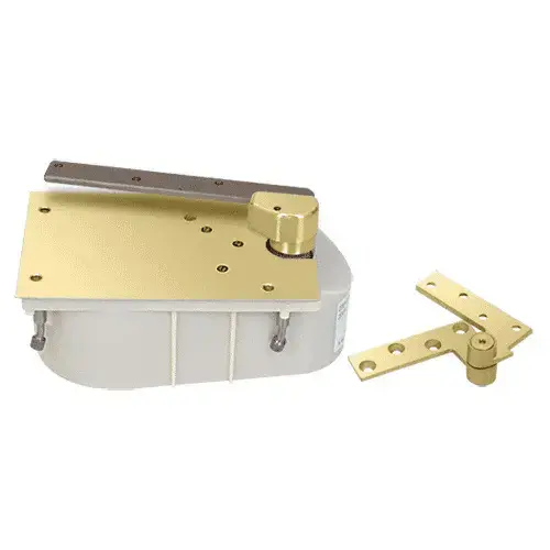 Polished Brass 27 Series Left Hand 3/4" Offset 105 degree Selective Hold Open Floor Mounted Closer - Complete Package Polished Brass 27 Series Left Hand 3/4" Offset 105 degree Selective Hold Open Floor Mounted Closer - Complete Package