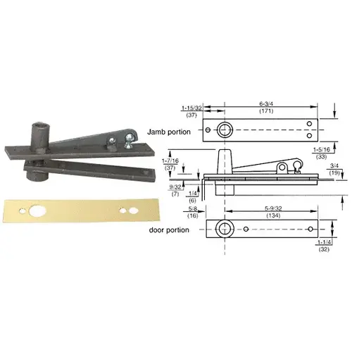 Center-Hung Top Pivot with Polished Brass Cover Plate Center-Hung Top Pivot with Polished Brass Cover Plate