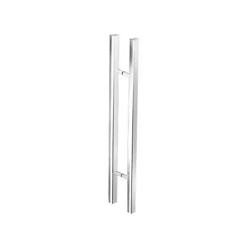Polished Stainless Glass Mounted Square Ladder Style Pull Handle with Square Mounting Posts - 36" Polished Stainless Glass Mounted Square Ladder Style Pull Handle with Square Mounting Posts - 36"