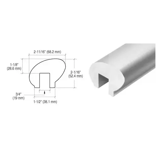 Satin Anodized Custom 376 Series Elliptical Aluminum Cap Rail Satin Anodized Custom 376 Series Elliptical Aluminum Cap Rail
