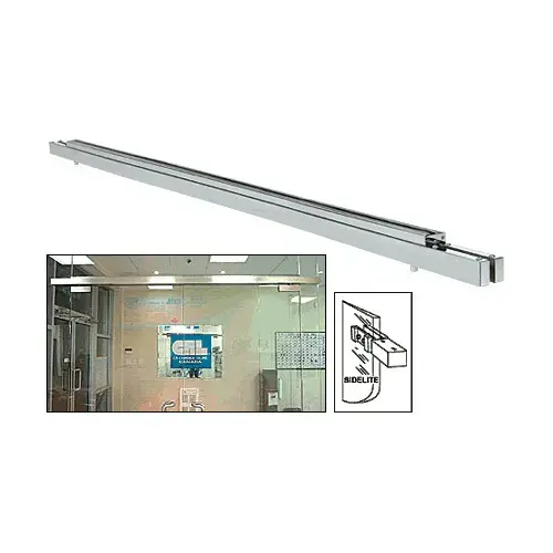 Polished Stainless Double Narrow Floating Header with Surface Mounted Top Pivots for 3/4" Glass - Custom Length Polished Stainless Double Narrow Floating Header with Surface Mounted Top Pivots for 3/4" Glass - Custom Length