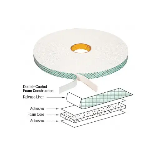 1/8" x 3/4" x 21 Foot Roll Scotch Mount Foam Tape White