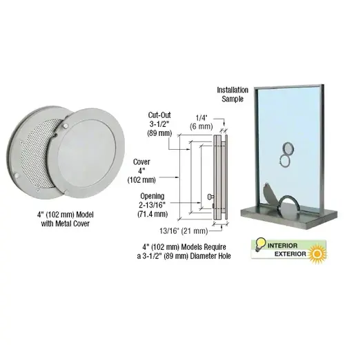 Satin Anodized 4" Metal Cover Speak-Thru Satin Anodized 4" Metal Cover Speak-Thru