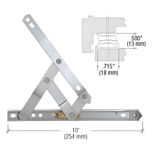 10" 4-Bar Standard Duty Stainless Steel Friction Hinge Pair