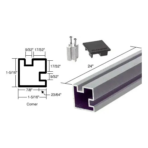 Satin Anodized 24" Corner Aluminum Counter Post Satin Anodized 24" Corner Aluminum Counter Post