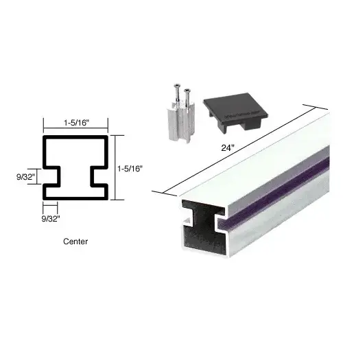 Buffed Brite Anodized 24" Center Aluminum Counter Post Buffed Brite Anodized 24" Center Aluminum Counter Post
