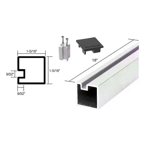 18" End Aluminum Counter Post, Sculptured Series, Aluminum Material, 1-5/16" Tube Size, Brite Anodized Finish 18" End Aluminum Counter Post, Sculptured Series, Aluminum Material, 1-5/16" Tube Size, Brite Anodized Finish