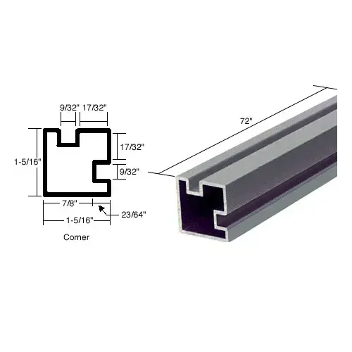 Satin Anodized 72" Corner Post Extrusion Satin Anodized 72" Corner Post Extrusion