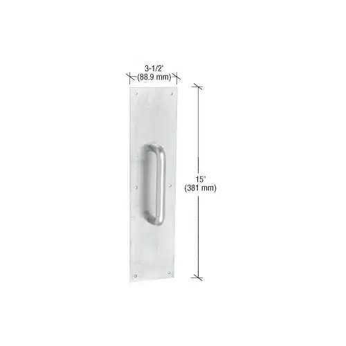 Satin Aluminum 15" Plate with 6" Round Solid Handle Pull Satin Aluminum 15" Plate with 6" Round Solid Handle Pull