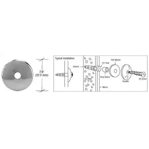 Chrome 7/8" Round Chrome Mirror Rosettes Chrome 7/8" Round Chrome Mirror Rosettes