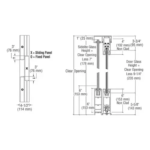 Black Bronze Anodized OXO SSR 6" Bottom and 4" 241" Top Rail Square Sliding Door System Black Bronze Anodized OXO SSR 6" Bottom and 4" 241" Top Rail Square Sliding Door System