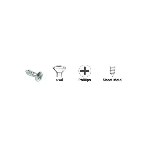 Chrome 6 x 1/2" Oval Head Phillips Tapping Sheet Metal Screws Chrome 6 x 1/2" Oval Head Phillips Tapping Sheet Metal Screws