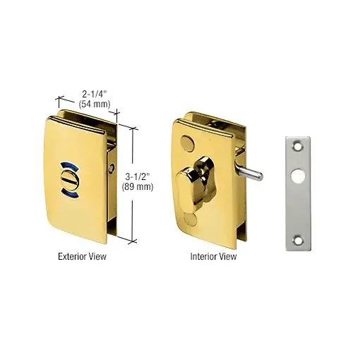 Polished Brass Glass Swinging Door Lock with Indicator for 5/16" to 1/2" Glass Polished Brass Glass Swinging Door Lock with Indicator for 5/16" to 1/2" Glass