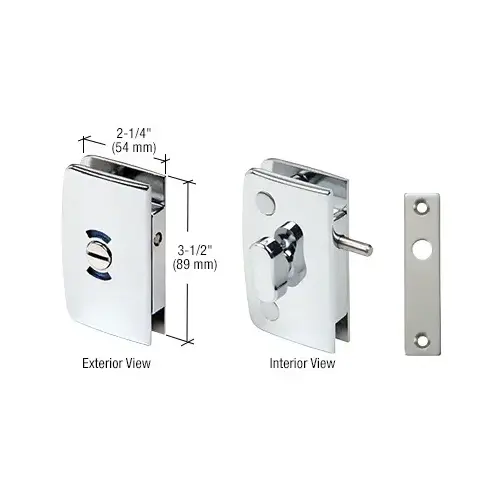 Polished Chrome Glass Swinging Door Lock with Indicator for 5/16" to 1/2" Glass Polished Chrome Glass Swinging Door Lock with Indicator for 5/16" to 1/2" Glass