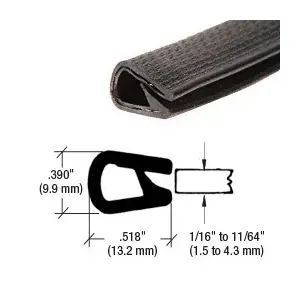 CRL 75336C Black Basketweave100' QuickEdge Pinch Top Single Lip Trim100' Roll