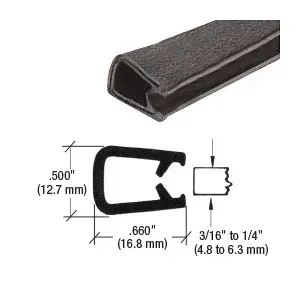 CRL 75343C Black 100 ft QuickEdge  Trim for 3/16" to 1/4"100' Roll