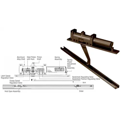 Dark Bronze 7900 Series Hold Open Left Hand Interior Door Closer Dark Bronze 7900 Series Hold Open Left Hand Interior Door Closer
