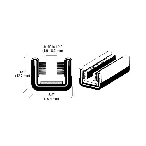 96" Flexible 5/8" x 1/2" Unbeaded Glass Run Channel for International Diamond-T and Red Trucks Black
