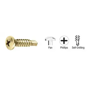 CRL 8X34PHPSDPB-XCP100 Brass 8-18 x 3/4" Self-Drilling Pan Head Phillips Screws - pack of 100