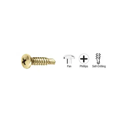 Brass 8-18 x 3/4" Self-Drilling Pan Head Phillips Screws - pack of 100