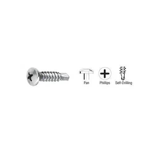 Polished Stainless 8-18 x 3/4" Self-Drilling Pan Head Phillips Screws Polished Stainless 8-18 x 3/4" Self-Drilling Pan Head Phillips Screws