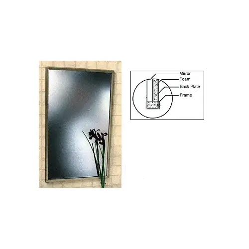 Stainless Steel 24-3/4" x 36-3/4" Deluxe Theft-Proof Framed Mirror Stainless Steel 24-3/4" x 36-3/4" Deluxe Theft-Proof Framed Mirror