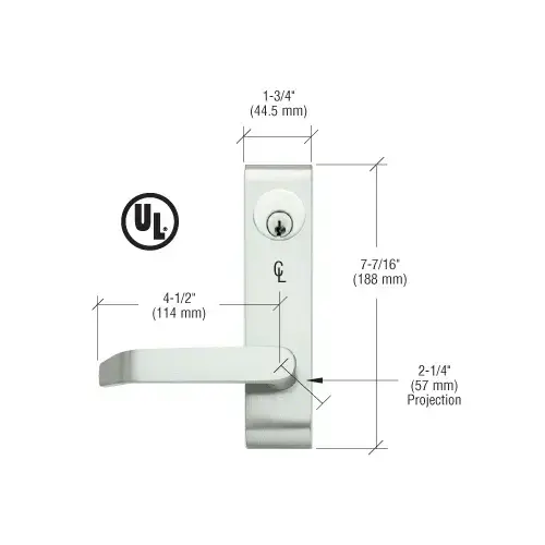 Locking Flat Lever Outside Trim With Night Latch Function Aluminum Finish
