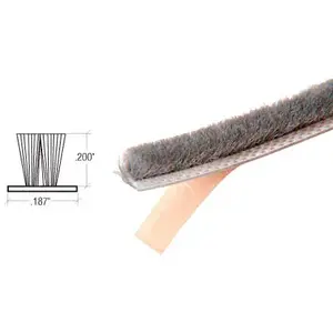 CRL A1875C 100ft Roll Adhesive Backed Window Pile, 0.200" Pile Height, 0.187" Backing Width-Gray