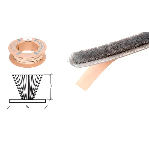 100Ft Roll Adhesive Backed Window Pile, 0.200" Pile Height, 0.270" Backing Width, Gray Finish