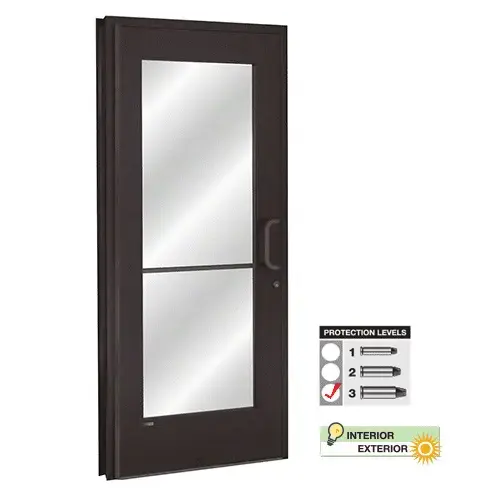 Level 3 Aluminum Bullet Resistant Door Duranodic Bronze Finish Level 3 Aluminum Bullet Resistant Door Duranodic Bronze Finish
