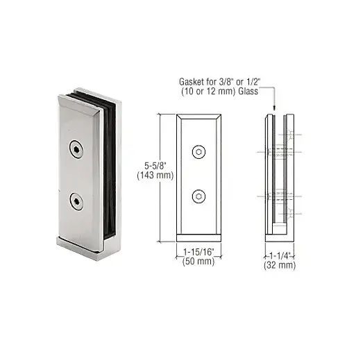 Polished Stainless Two-Piece Side Mount Frameless Windscreen Clamp