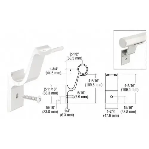 Sky White Quick Connect Aluminum Hand Rail Bracket for 1-1/2" Diameter Tubing