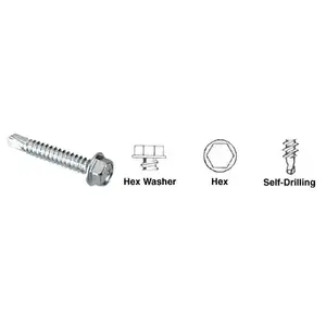 Teks AV11916 Zinc Plated 3/8"-14 x 1-1/2" Self-Drilling Screws with Hex Washer Head