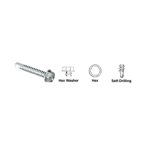 Zinc Plated 3/8"-14 x 1-1/2" Self-Drilling Screws with Hex Washer Head Zinc Plated 3/8"-14 x 1-1/2" Self-Drilling Screws with Hex Washer Head