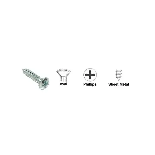 Chrome 8 x 1-1/4" No.6 Oval Head Phillips Tapping Sheet Metal Screws Chrome 8 x 1-1/4" No.6 Oval Head Phillips Tapping Sheet Metal Screws