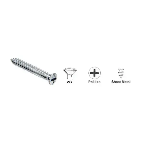 Chrome 8 x 1-1/8" No. 6 Oval Head Phillips Tapping Auveco "Fix-Kit" Sheet Metal Screws Chrome 8 x 1-1/8" No. 6 Oval Head Phillips Tapping Auveco "Fix-Kit" Sheet Metal Screws