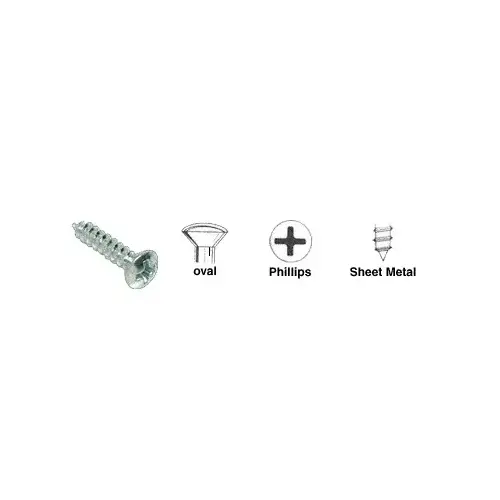 Zinc Finish 8 x 2" No. 6 Oval Head Phillips Tapping Sheet Metal Screws Zinc Finish 8 x 2" No. 6 Oval Head Phillips Tapping Sheet Metal Screws