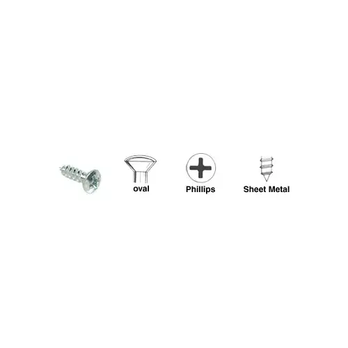 Chrome 8 x 3/8" Oval Head Phillips Sheet Metal Screws Chrome 8 x 3/8" Oval Head Phillips Sheet Metal Screws
