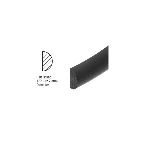 1/2" Half Round Foam Door Weatherstrip Black 1/2" Half Round Foam Door Weatherstrip Black